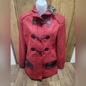 Rampage Sz Medium Burgundy Toggle Button Womens Coat Jacket Blazer NWT
